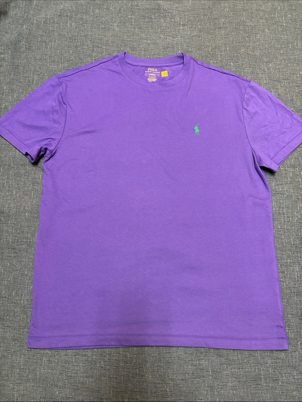 Polo by Ralph Lauren Bright Purple Crew Neck Tee with Green Pony Size M NWOT